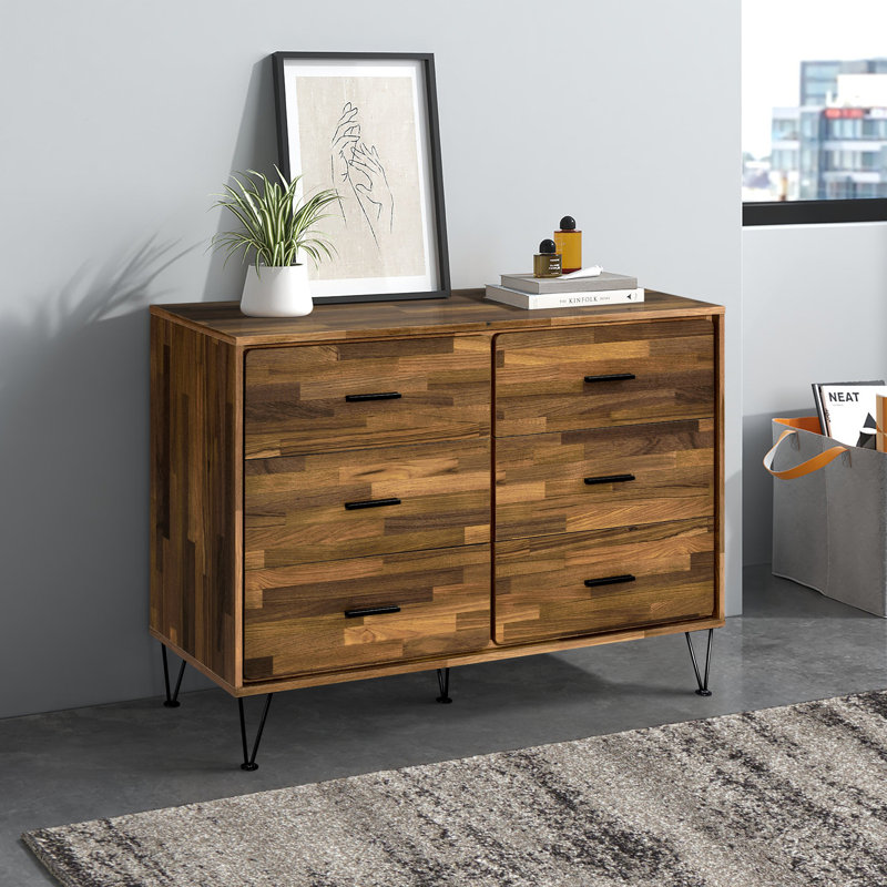 Wade Walnut 6 drawer Dresser